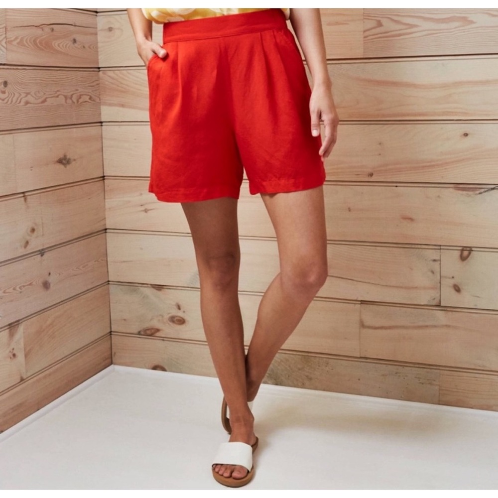 Red Linen Shorts